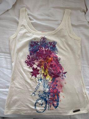 AUTHENTIC! Galliano Vibrant Graphic Logo Tank Size MEDIUM